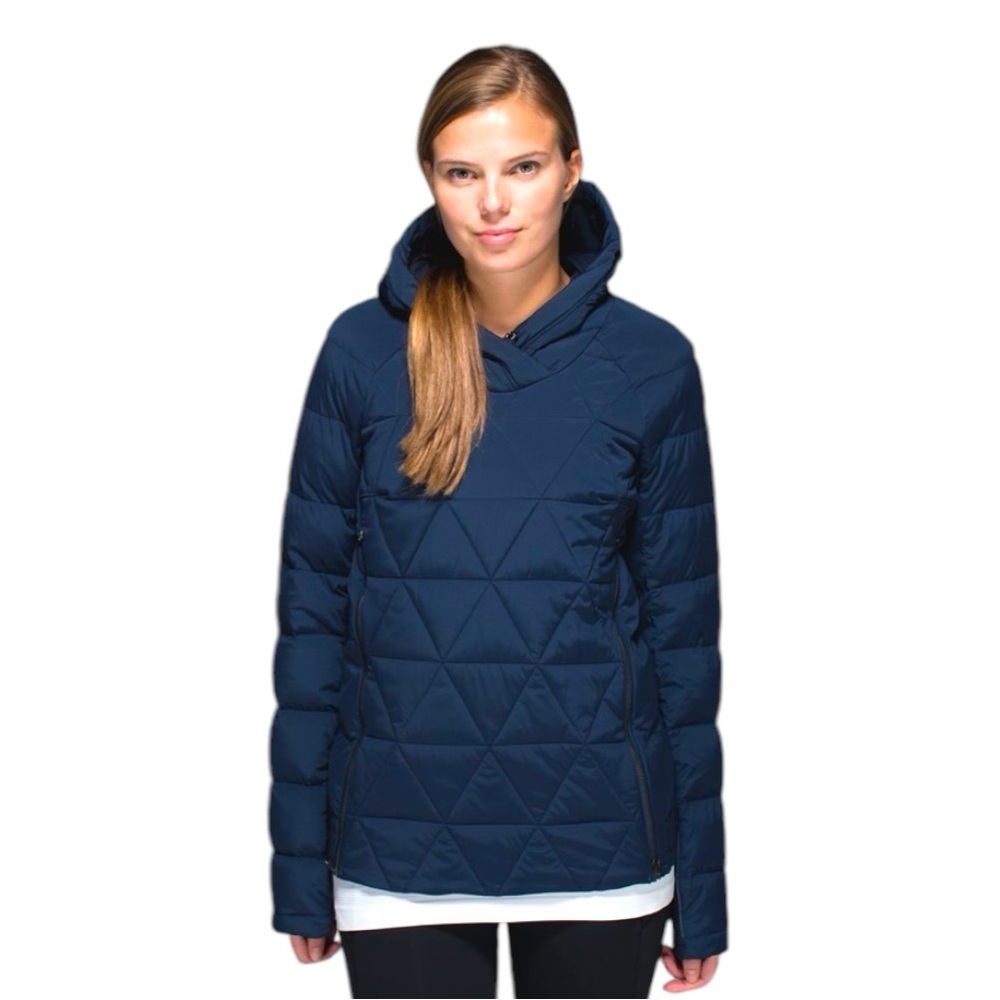 LULULEMON Fluffed Up Puffer Pullover Inkwell Goose Down Hoodie Jacket Size 6